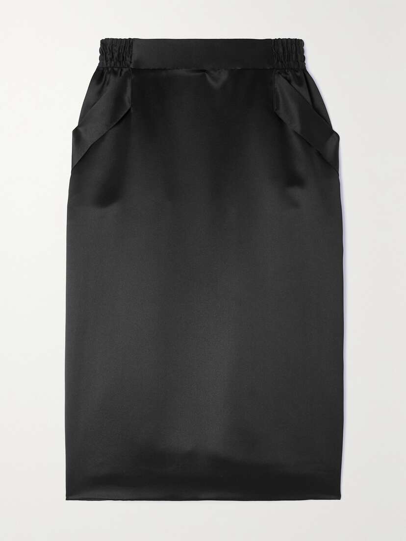 Saint Laurent Gathered Silk-satin Skirt