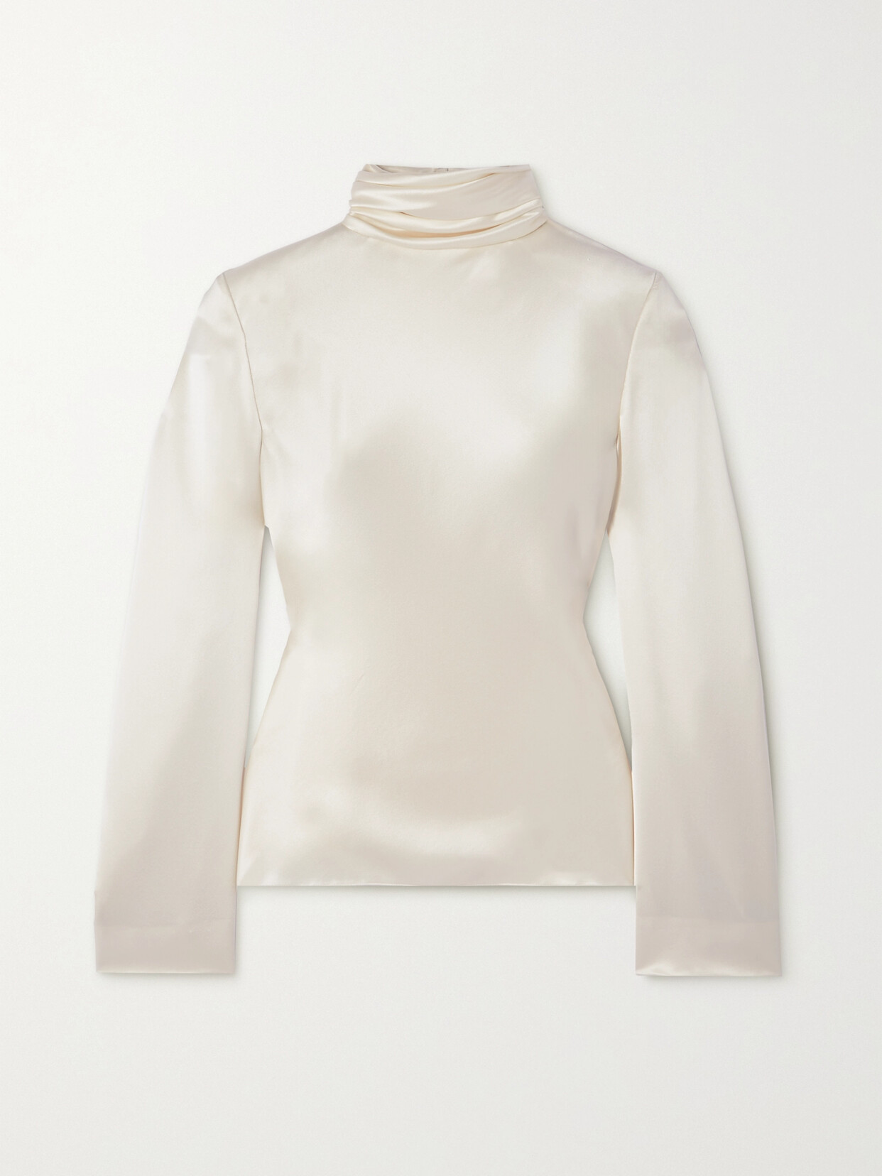 Saint Laurent Open-back Draped Silk-satin Top In Ivory