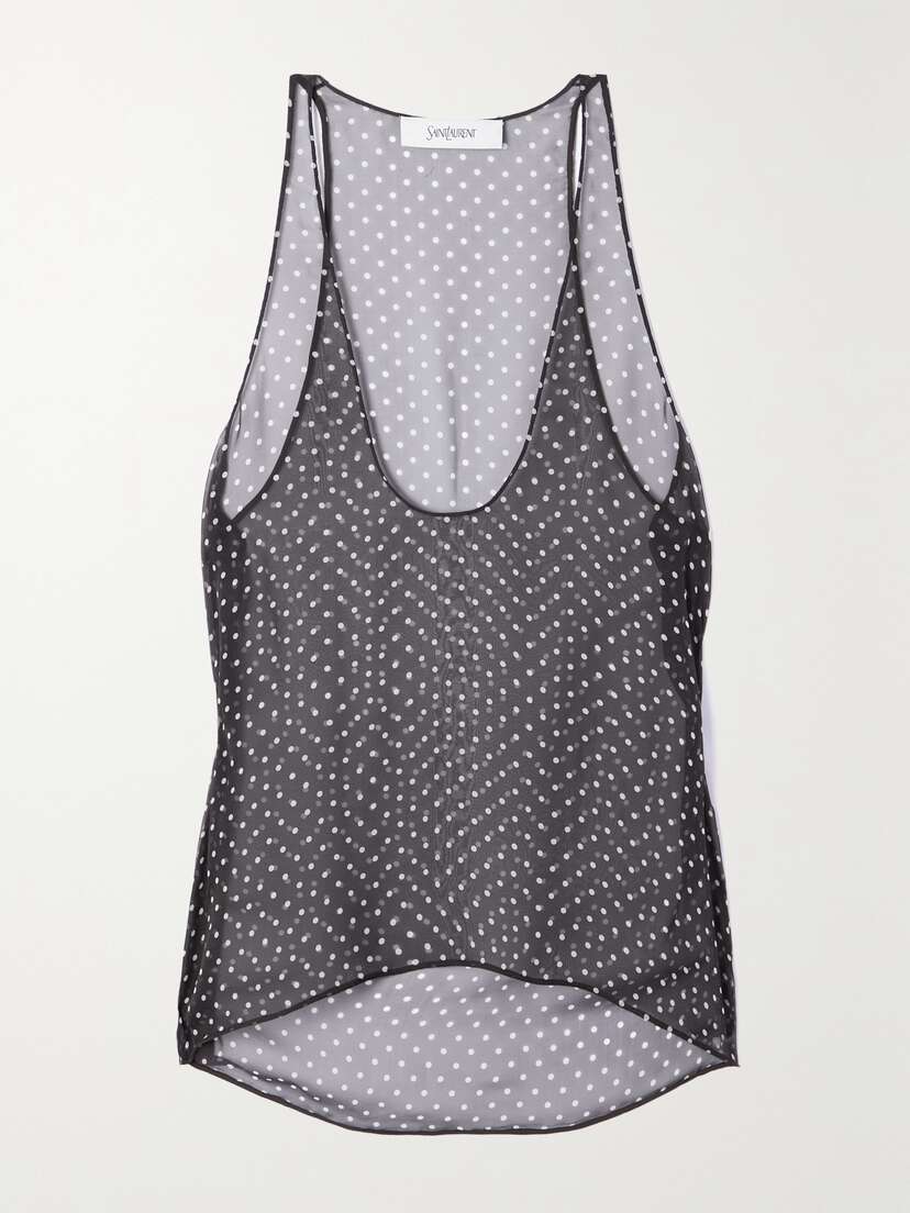 Saint Laurent Polka-dot Silk-mousseline Top