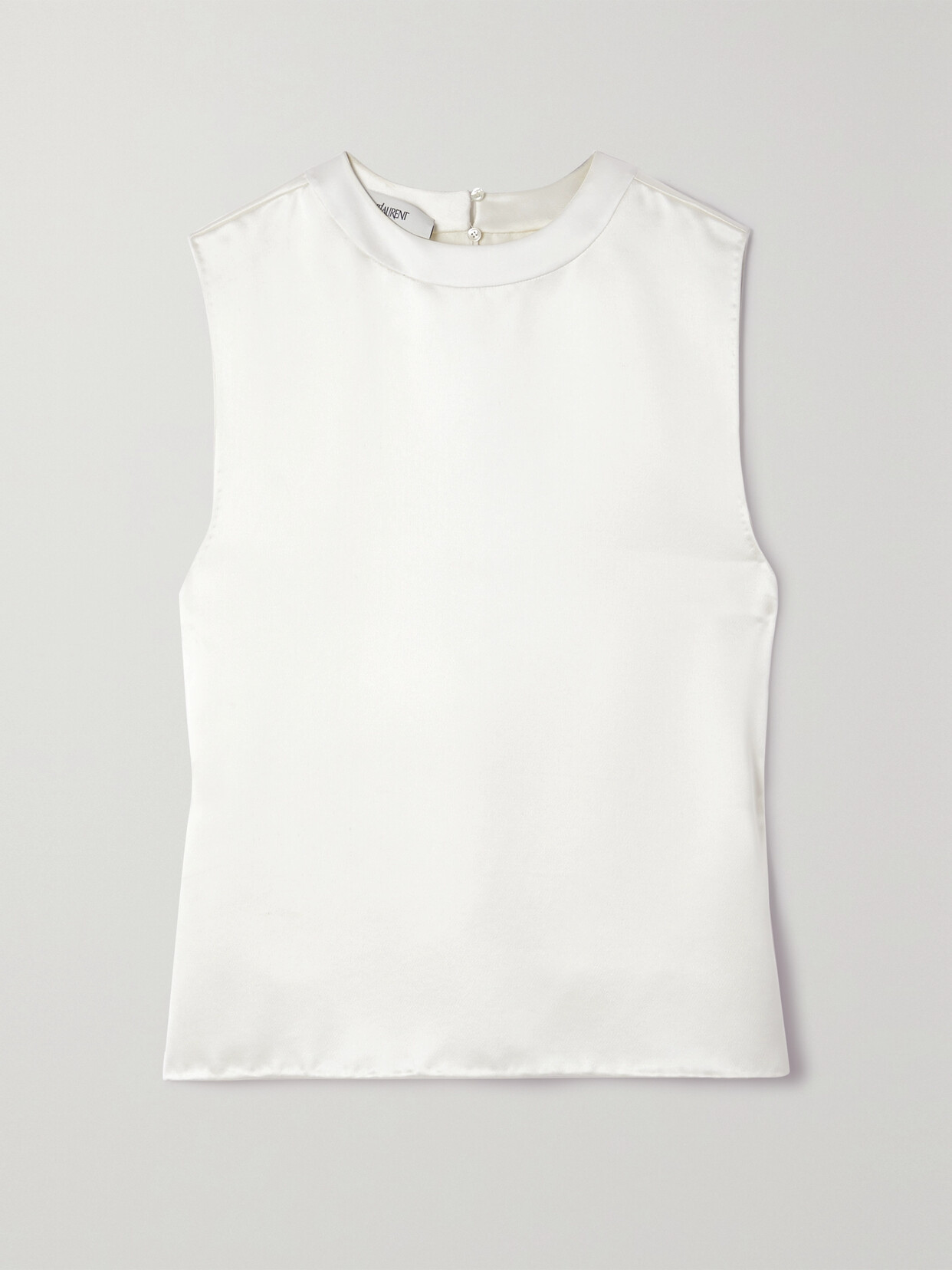 Saint Laurent Silk-satin Tank In Ivory