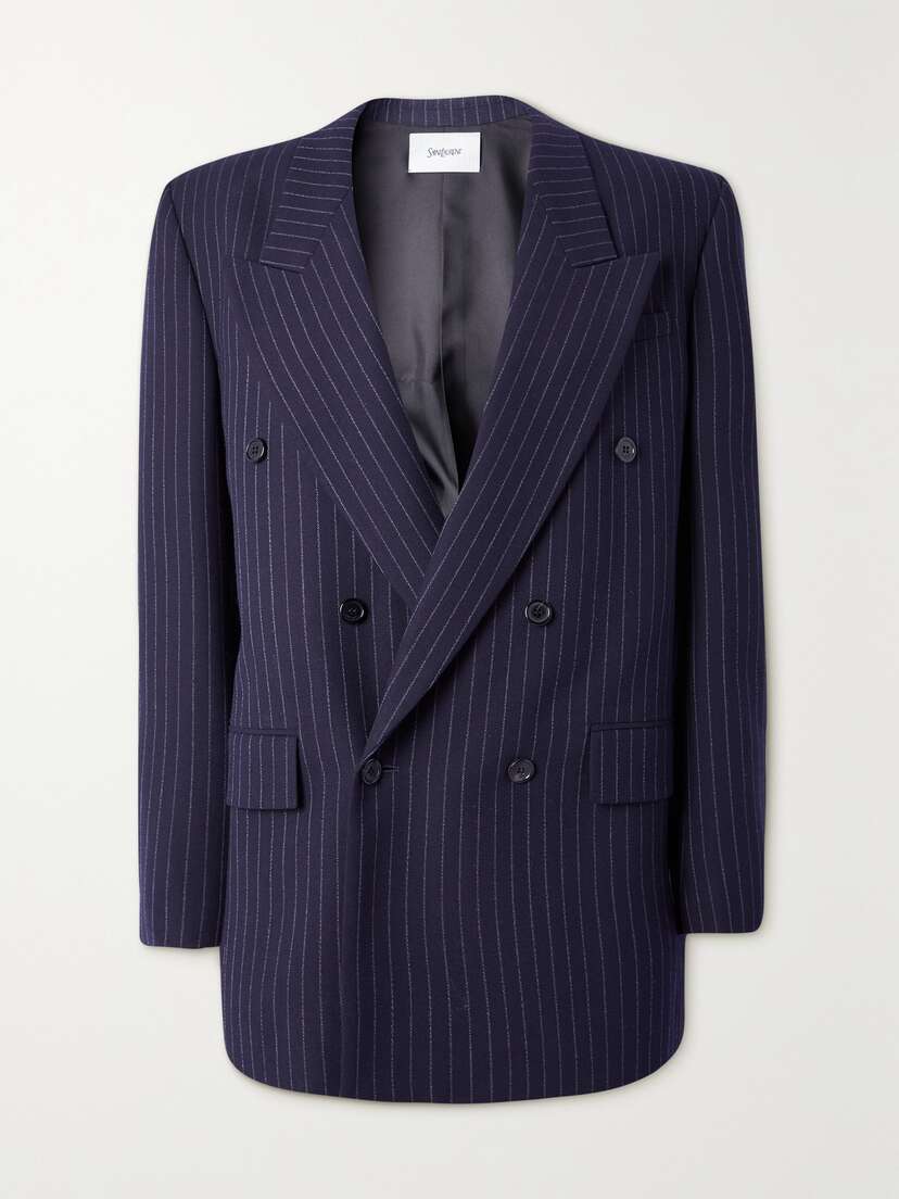 Saint Laurent Double-breasted Pinstriped Wool-twill Blazer