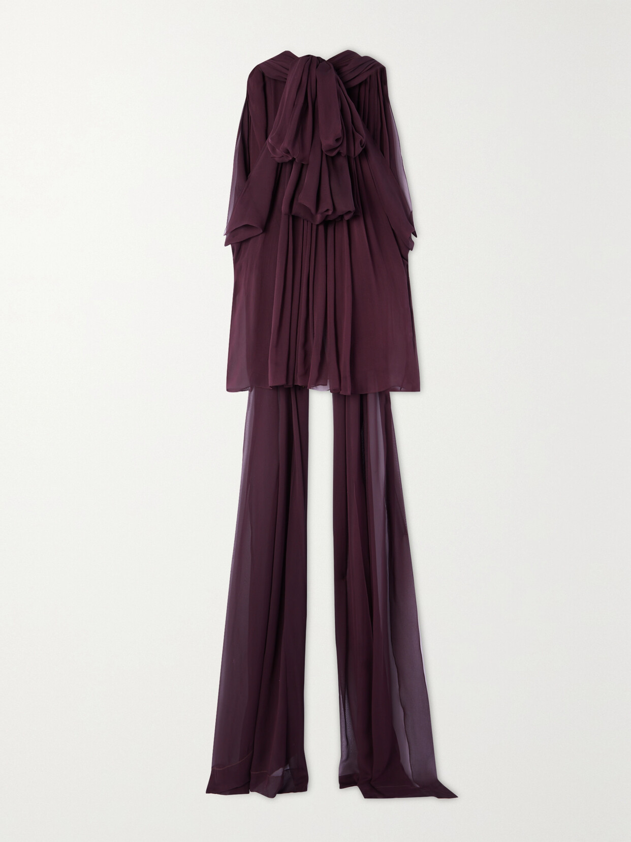 Saint Laurent Draped Silk-organza Top In Burgundy