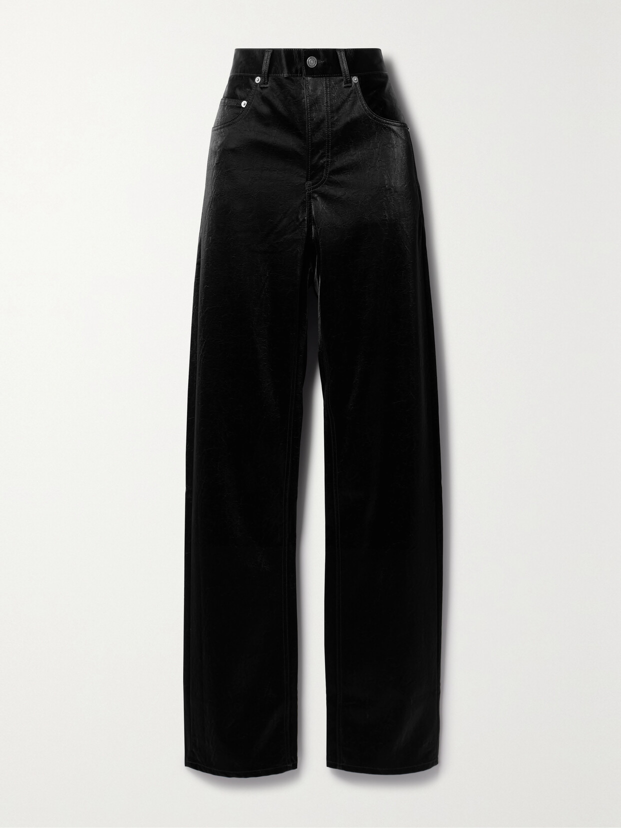 SAINT LAURENT Faux Leather Straight-leg Pants - Black