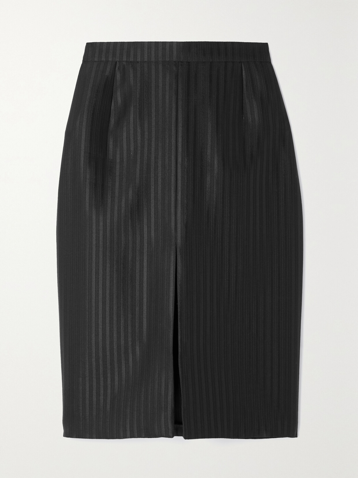 Shop Saint Laurent Pinstriped Wool And Silk-blend Twill Skirt In Black