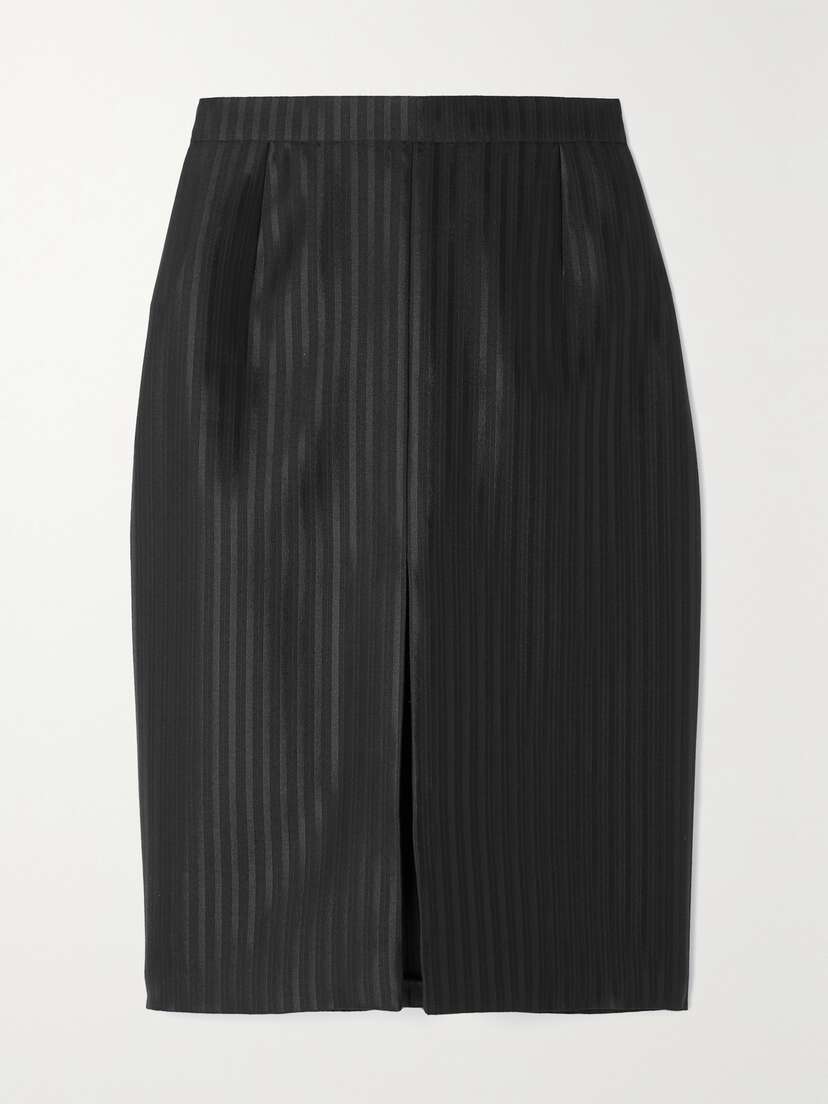 Saint Laurent Pinstriped Wool And Silk-blend Twill Skirt