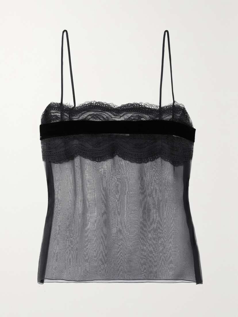 Saint Laurent Lace-trimmed Silk-tulle Camisole