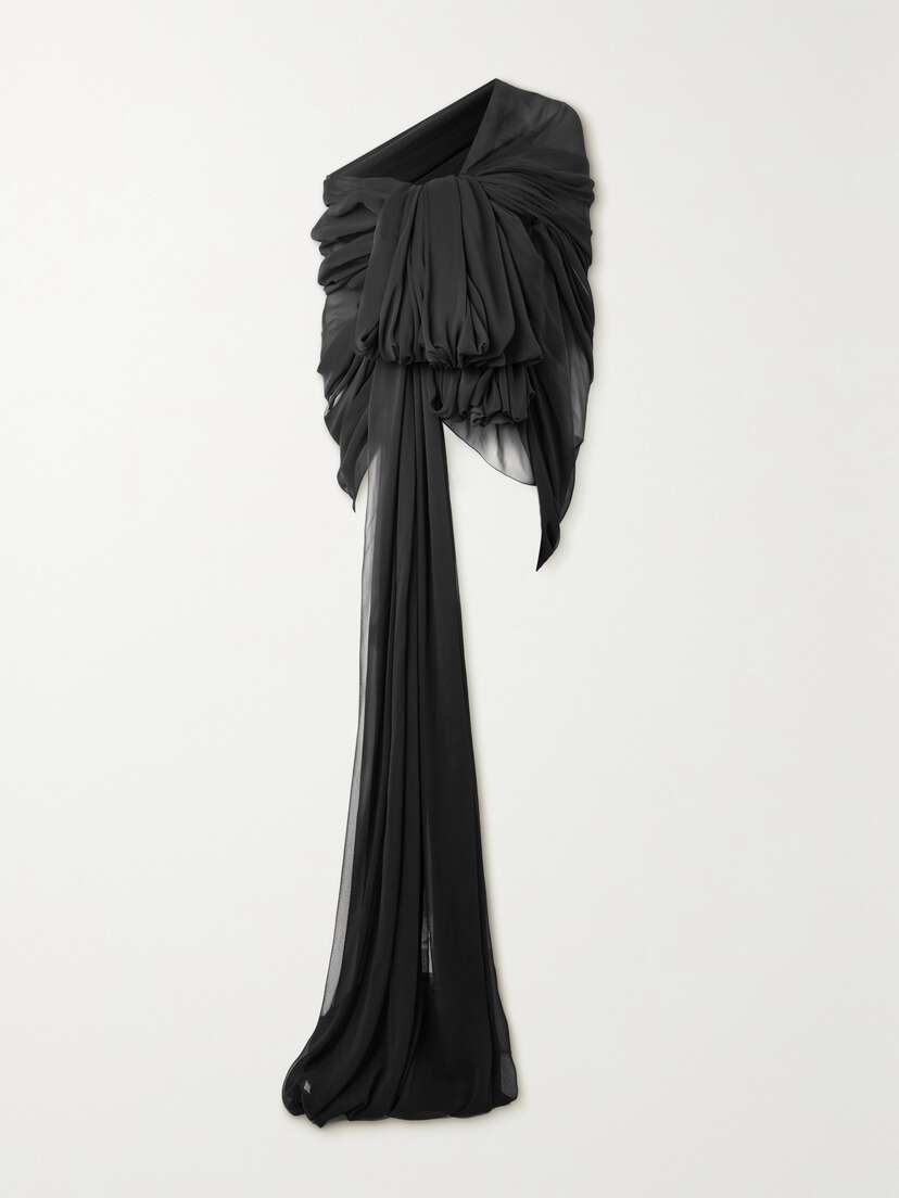 Saint Laurent One-shoulder Draped Silk-mousseline Top