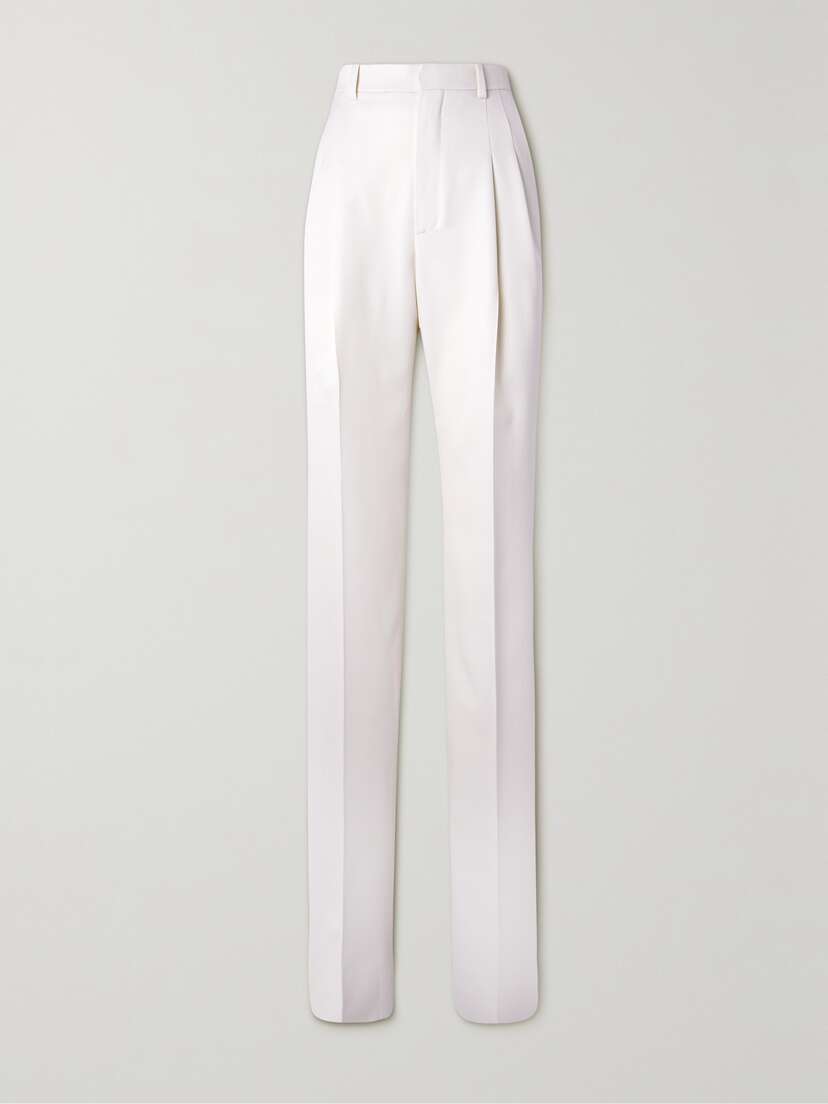 Saint Laurent Pleated Wool Straight-leg Pants