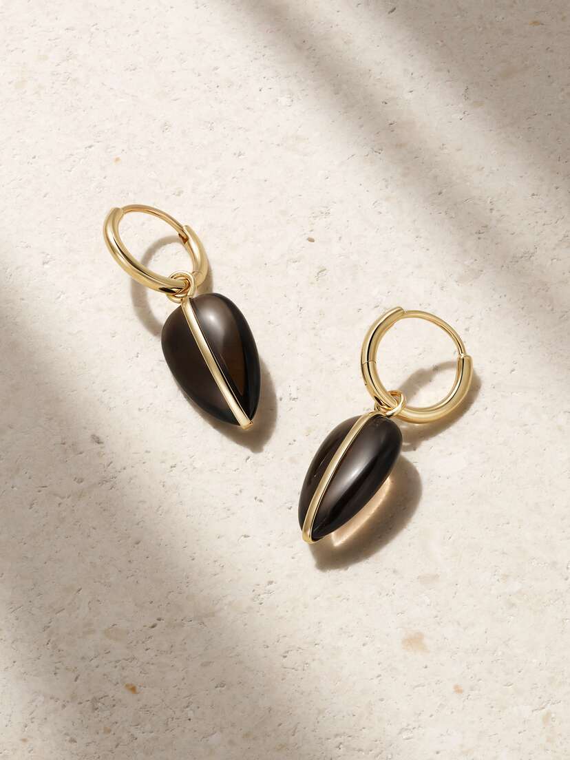 By Pariah + Net Sustain Pebble 14-karat Recycled Gold Quartz Hoop Earrings