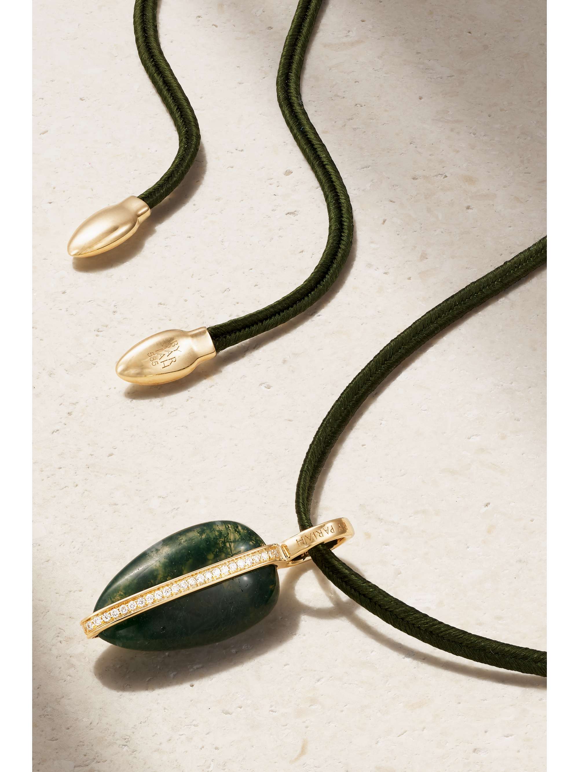 BY PARIAH + NET SUSTAIN 14-karat recycled gold, silk, agate and diamond 