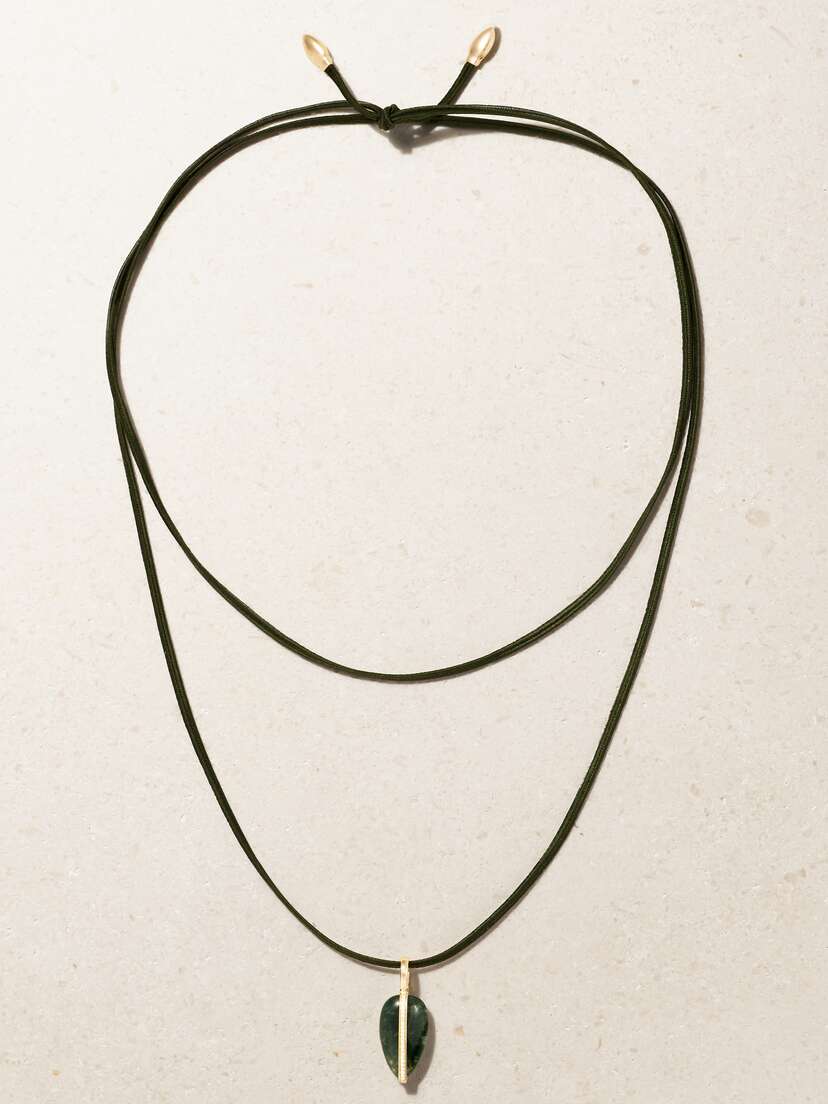 By Pariah + Net Sustain 14-karat Recycled Gold, Silk, Agate And Diamond Necklace