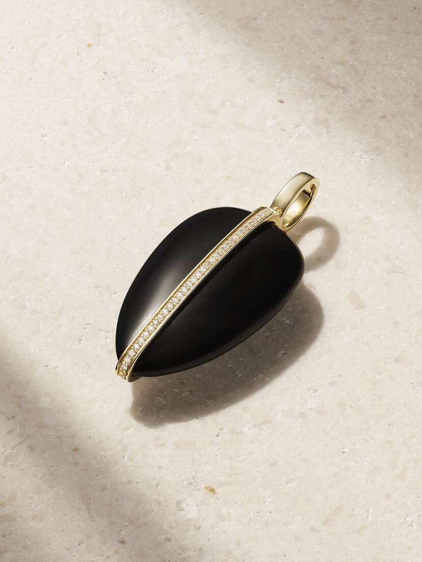 By Pariah + Net Sustain Pebble 14-karat Recycled Gold, Onyx And Diamond Pendant