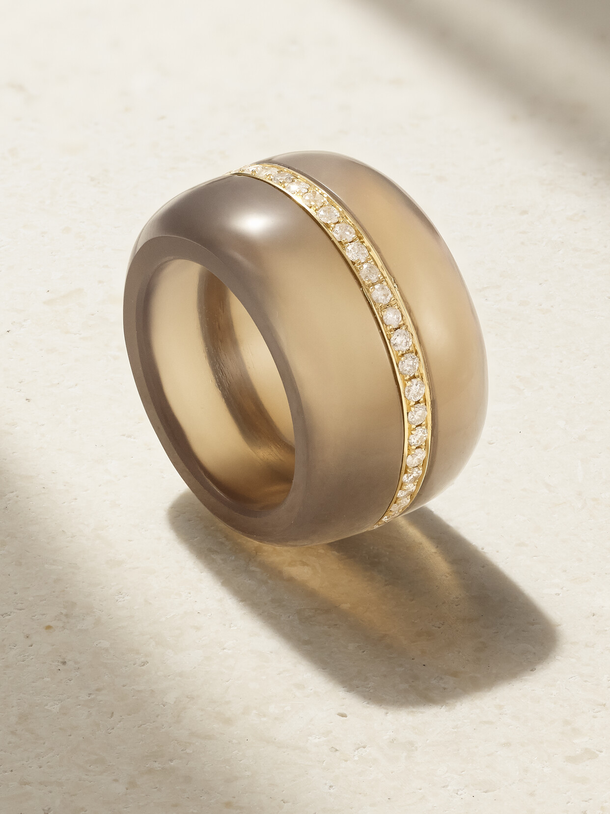 By Pariah + Net Sustain Pebble 14-karat Recycled Gold, Agate And Diamond Ring In Brown