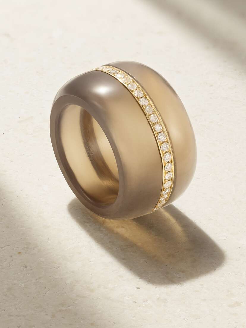 By Pariah + Net Sustain Pebble 14-karat Recycled Gold, Agate And Diamond Ring