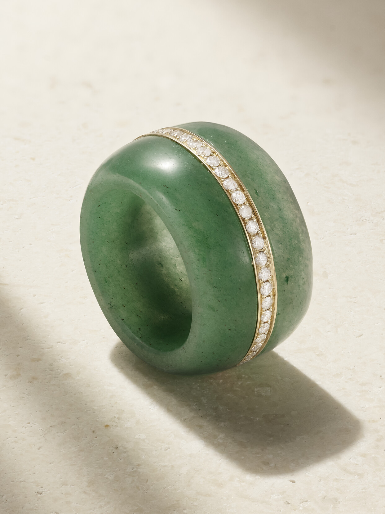 By Pariah + Net Sustain Pebble 14-karat Recycled Gold, Aventurine And Diamond Ring In Green