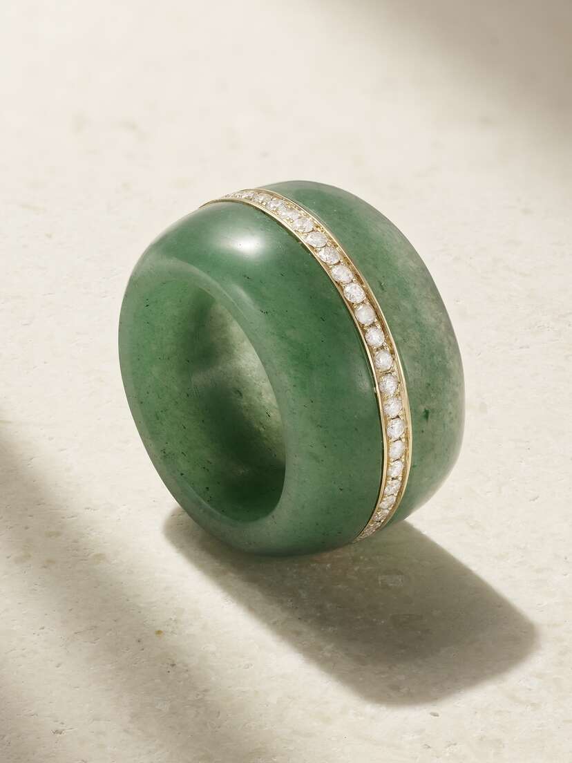 By Pariah + Net Sustain Pebble 14-karat Recycled Gold, Aventurine And Diamond Ring