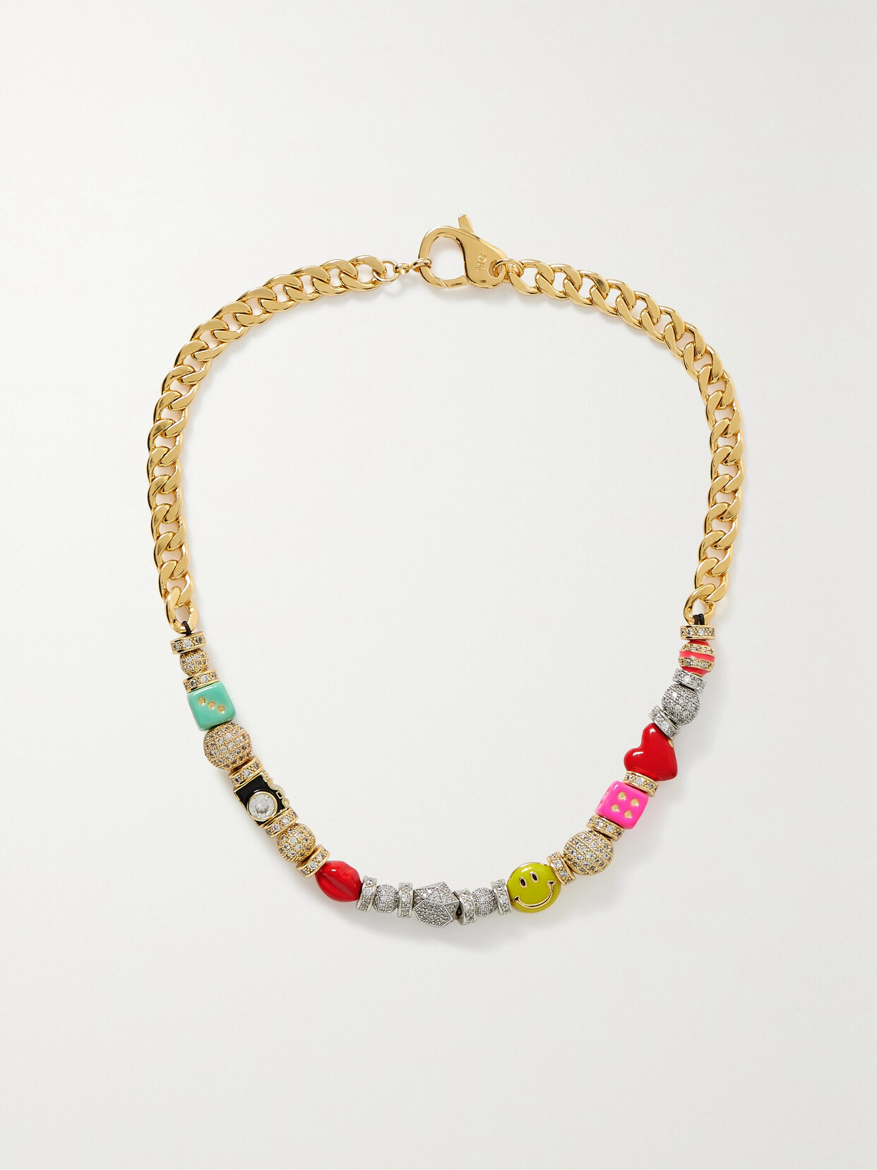 Martha Calvo - Studio Gold And Rhodium-plated, Crystal And Enamel Necklace - Multi