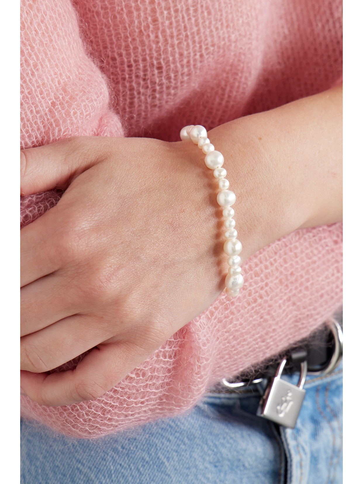 Shop Martha Calvo Lottie Gold-tone Pearl Bracelet In White