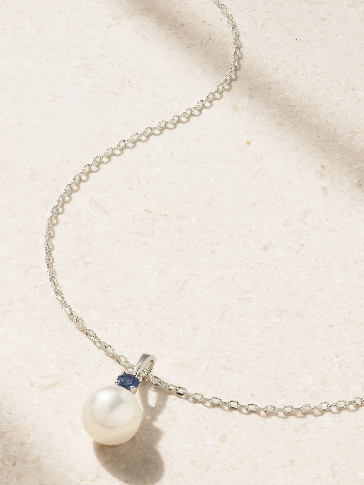 Mikimoto - 18-karat White Gold, Pearl And Sapphire Necklace - One size