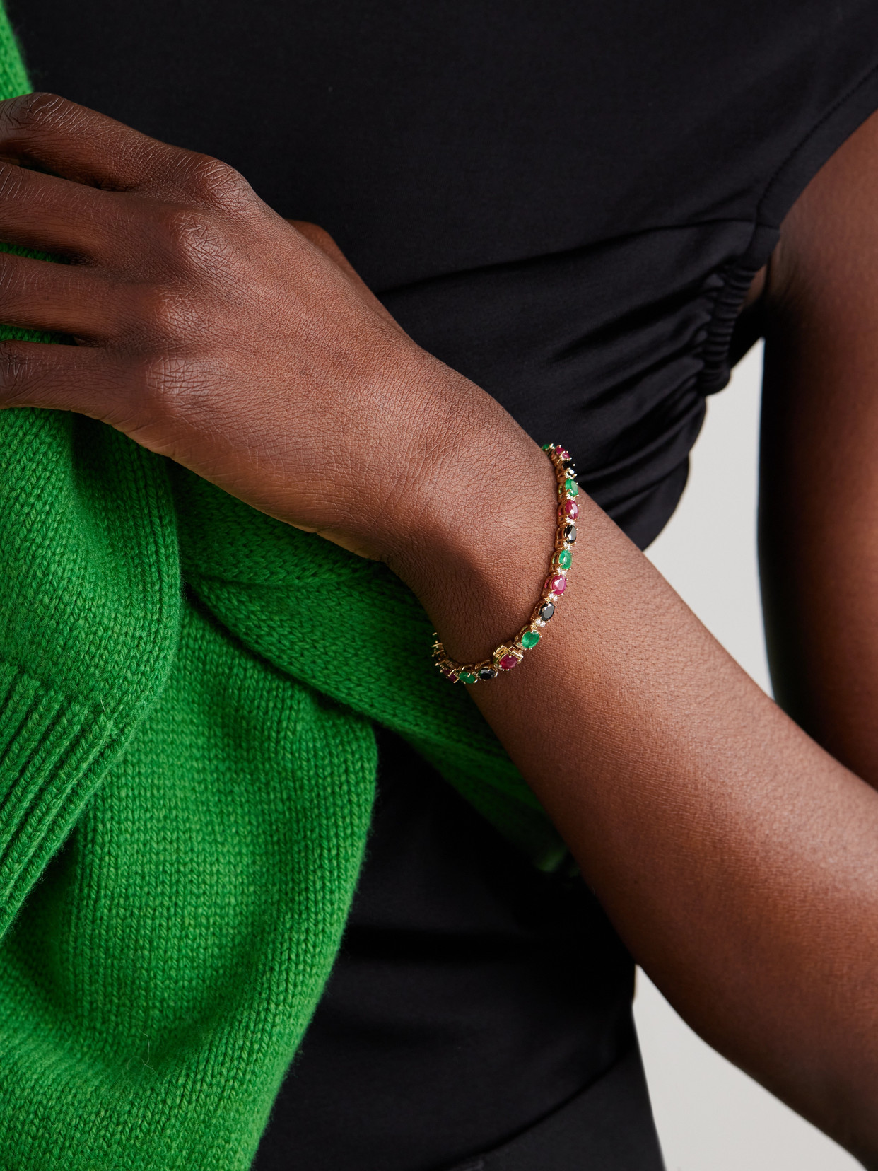 Rainbow K Rivière 14-karat Gold Multi-stone Bracelet In Gold