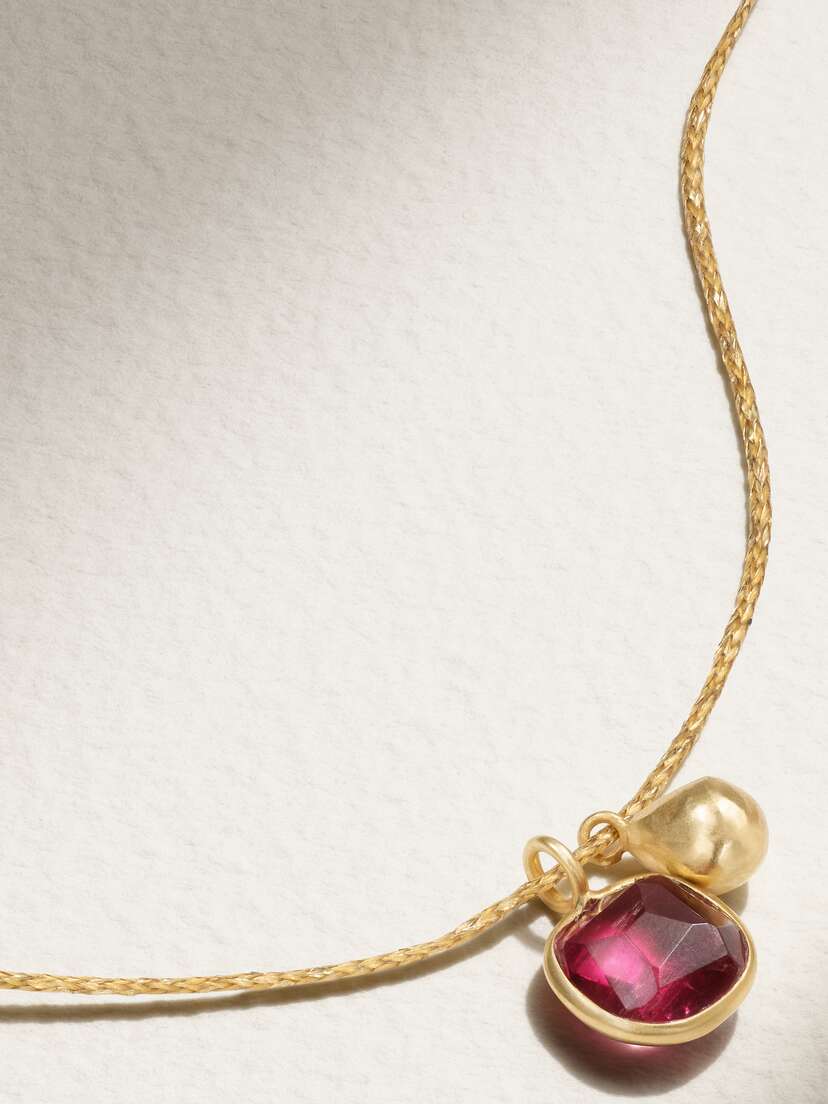 Pippa Small 18-karat Gold, Cord And Tourmaline Necklace