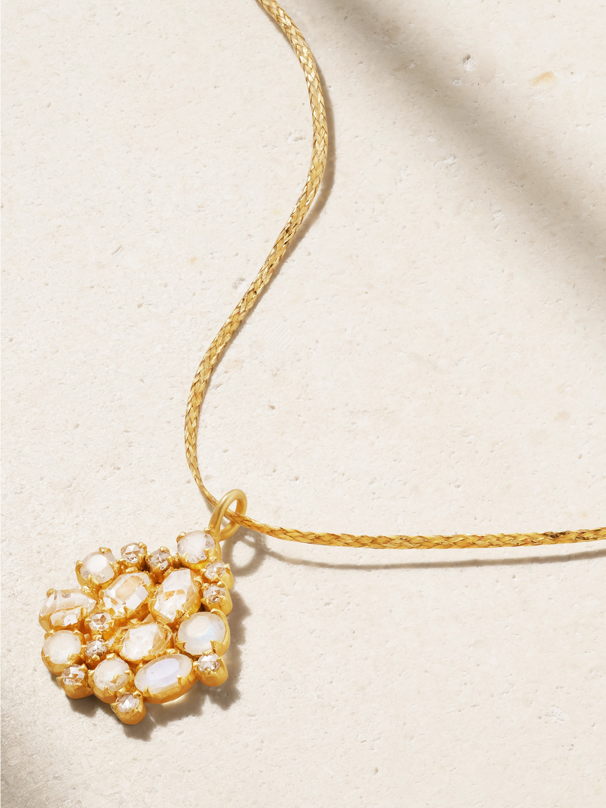 Pippa Small 18-karat Gold, Moonstone And Diamond Necklace