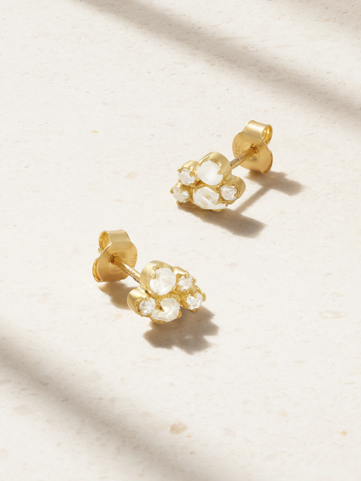 Pippa Small Glimmer And Gleam 18-karat Gold, Rainbow Moonstone And Diamond Earrings