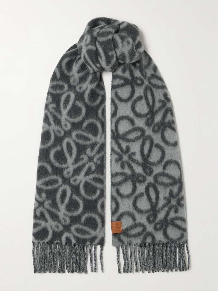 Loewe Fringed Jacquard-knit Scarf
