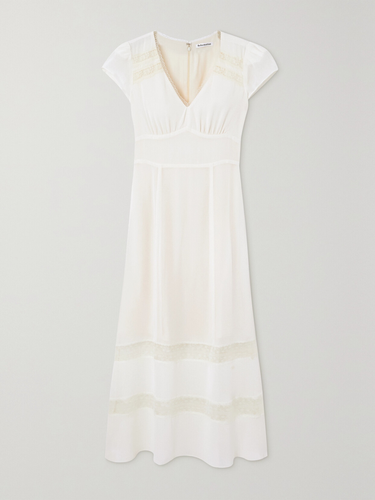 Reformation Lewa Lace-trimmed Georgette Midi Dress - Ivory
