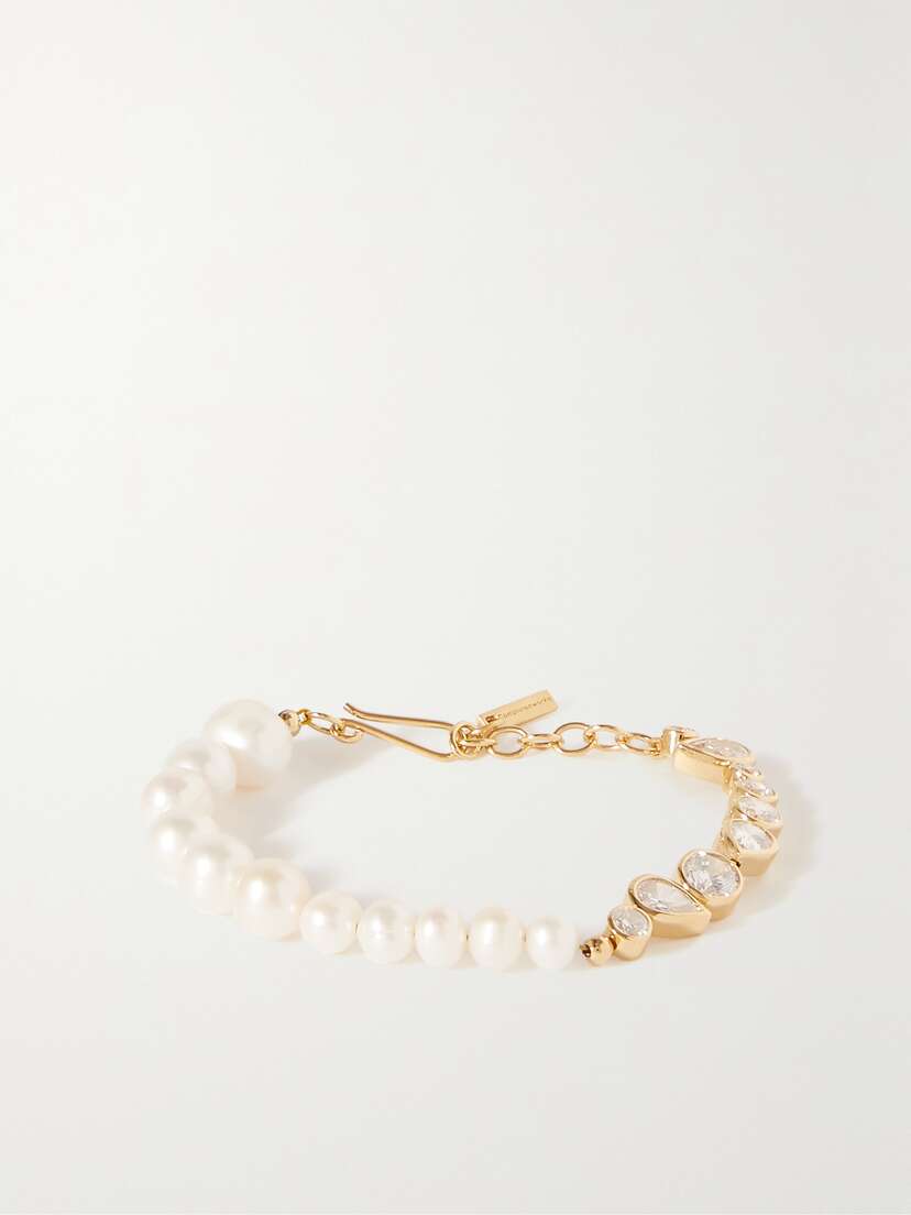 Completedworks + Net Sustain Glitch Recycled Gold Vermeil, Pearl And Cubic Zirconia Bracelet