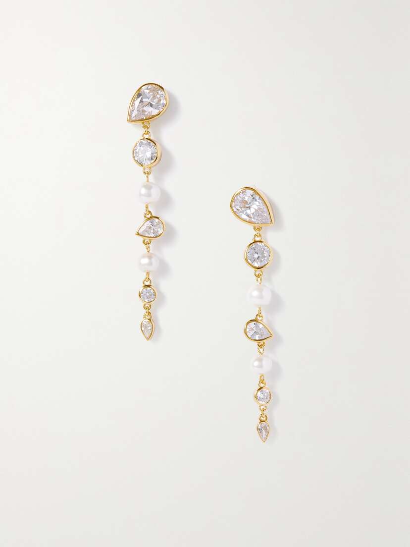 Completedworks + Net Sustain The Light Of The Past Recycled Gold Vermeil, Cubic Zirconia And Pearl Earrings