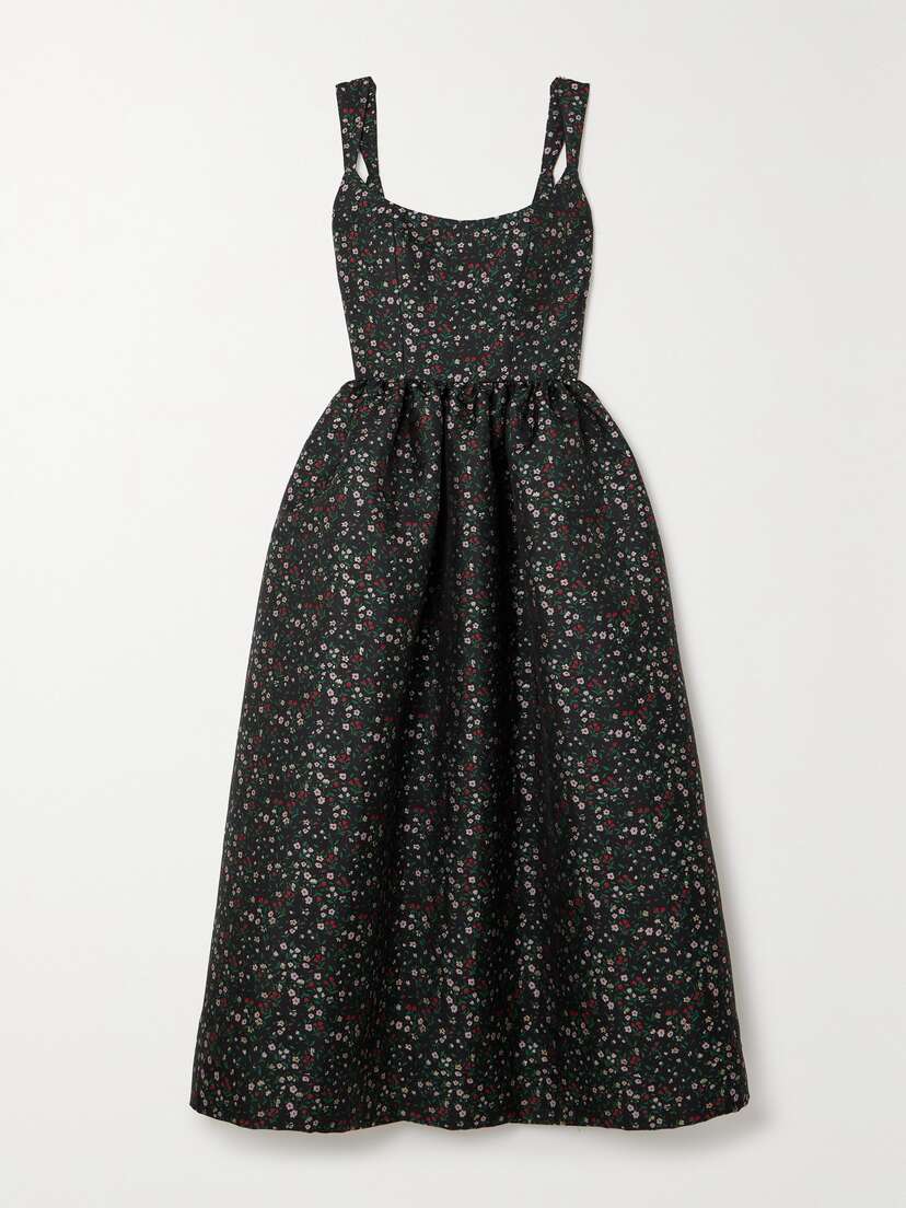 MARKARIAN Apple Metallic Floral-jacquard Midi Dress