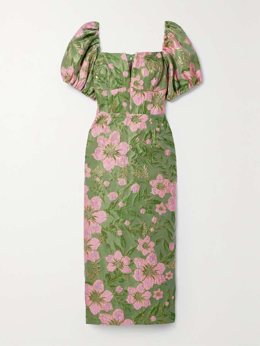 Markarian Yvette Metallic Floral-brocade Midi Dress - US0