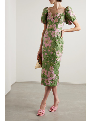 Markarian Yvette metallic floral-brocade midi dress