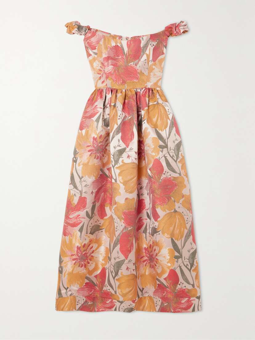 MARKARIAN Ginger Metallic Floral-jacquard Midi Dress