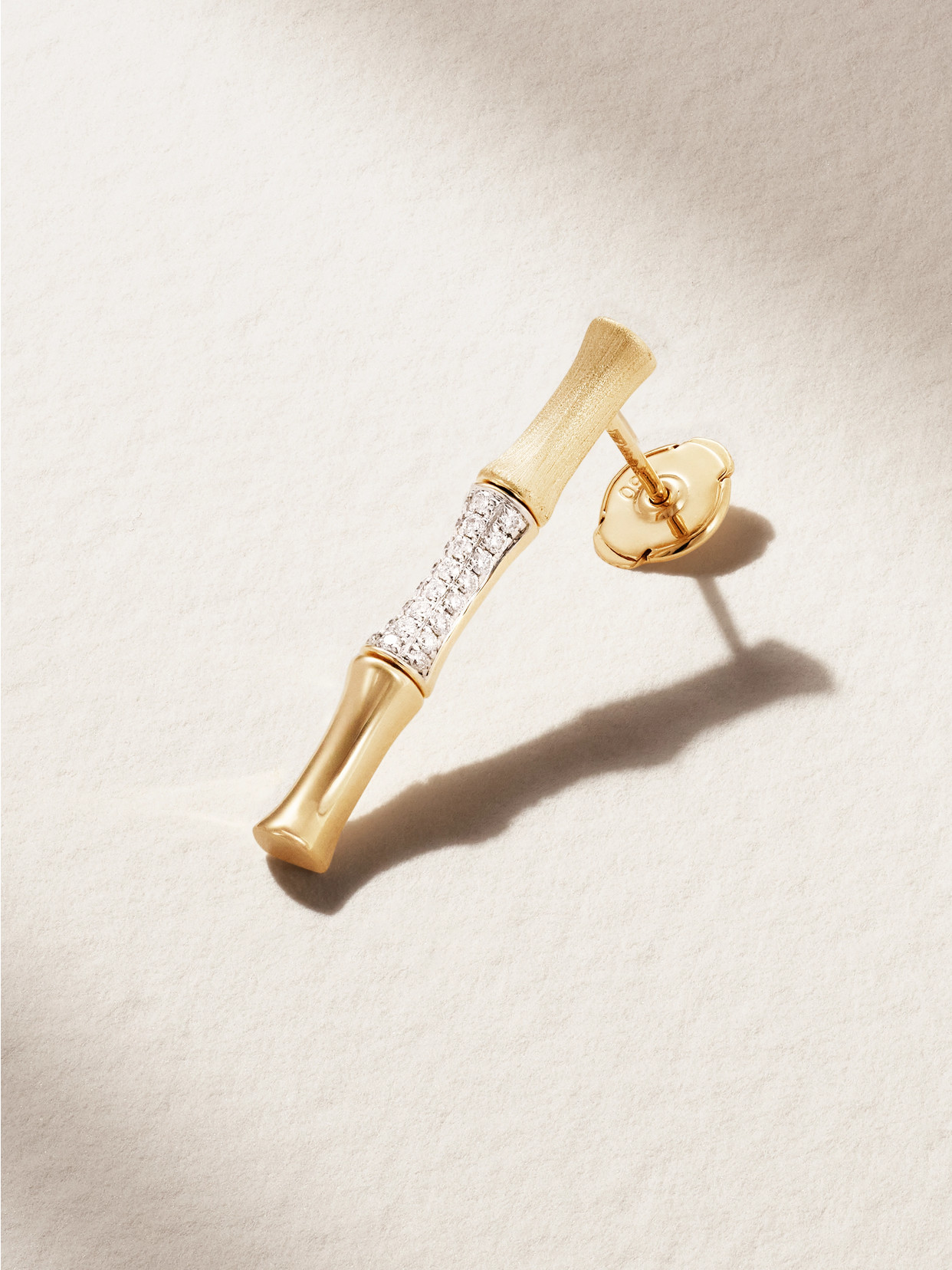 Rainbow K Bamboo Medium 14-karat  Diamond Single Earring