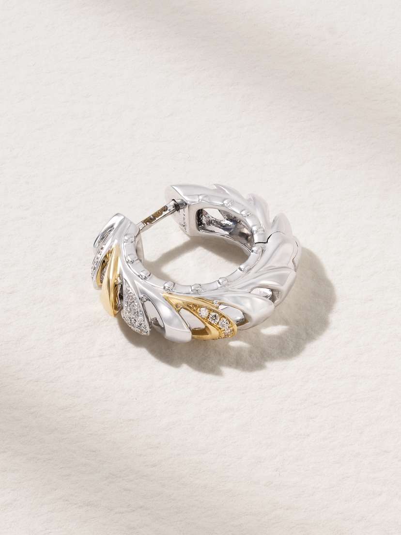 Rainbow K Ecailles 14-karat White And Yellow Gold Diamond Single Hoop Earring