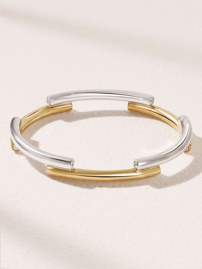 Rainbow K Monica 9-karat White And Yellow Gold Diamond Bangle