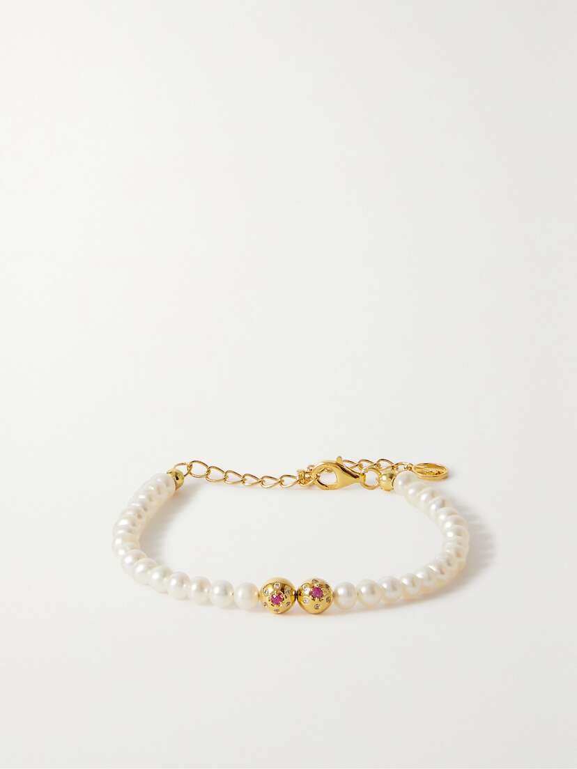 Anissa Kermiche Titillate Gold-plated, Pearl And Crystal Bracelet