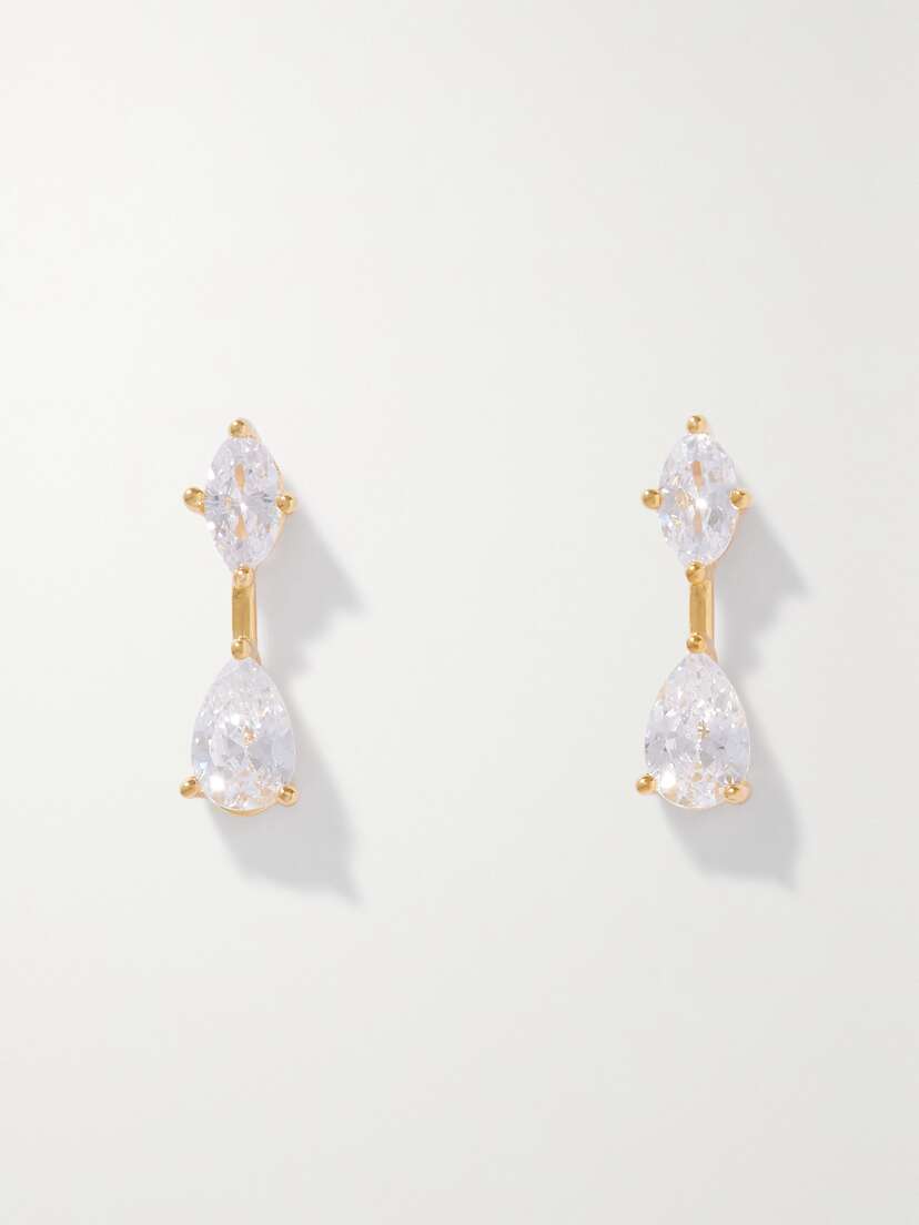 Anissa Kermiche Petite Dame Gold Vermeil Cubic Zirconia Earrings