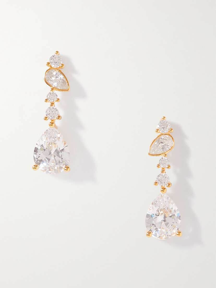 Anissa Kermiche Fandangle Gold Vermeil Cubic Zirconia Earrings