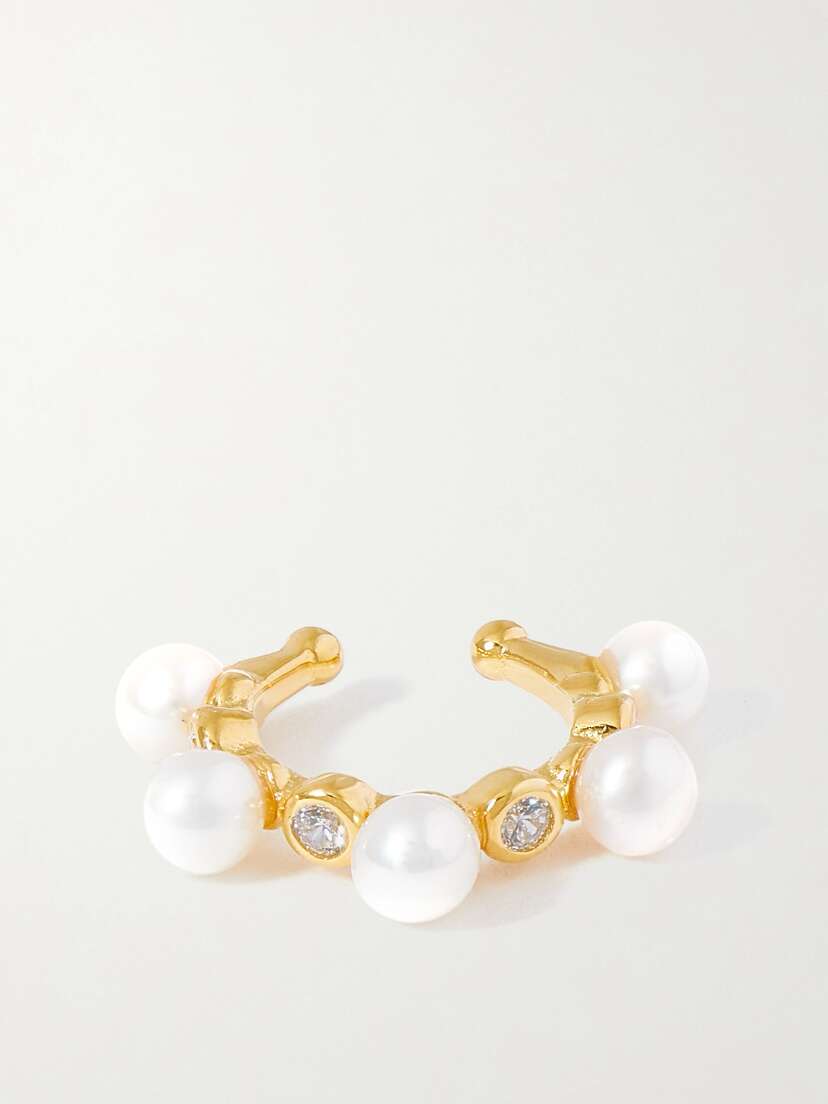 Anissa Kermiche Hooked On You Gold Vermeil, Pearl And Cubic Zirconia Ear Cuff