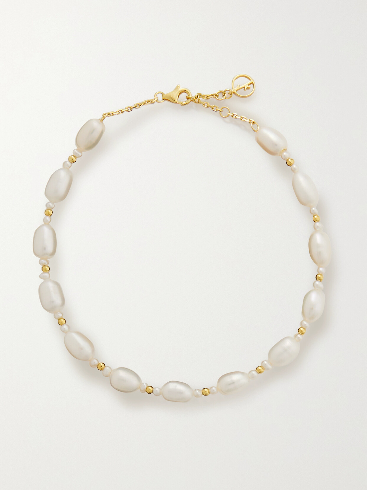 Anissa Kermiche Serpent De Perles Gold-plated Pearl Anklet In White