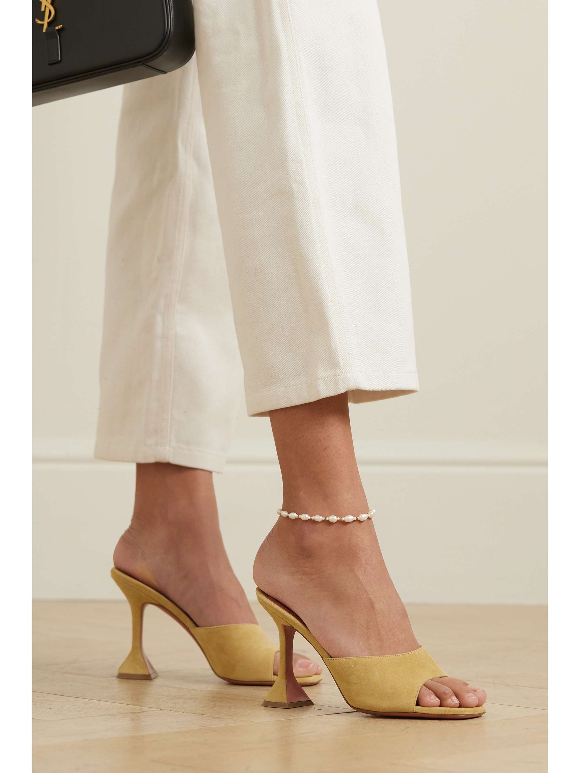 ANISSA KERMICHE Gold-plated pearl anklet