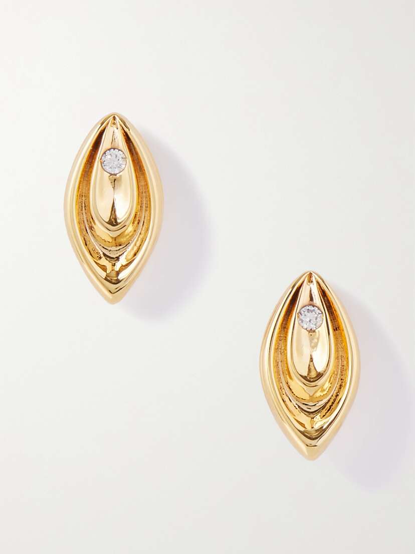 Anissa Kermiche Nip It In The Bud Gold-plated Crystal Earrings