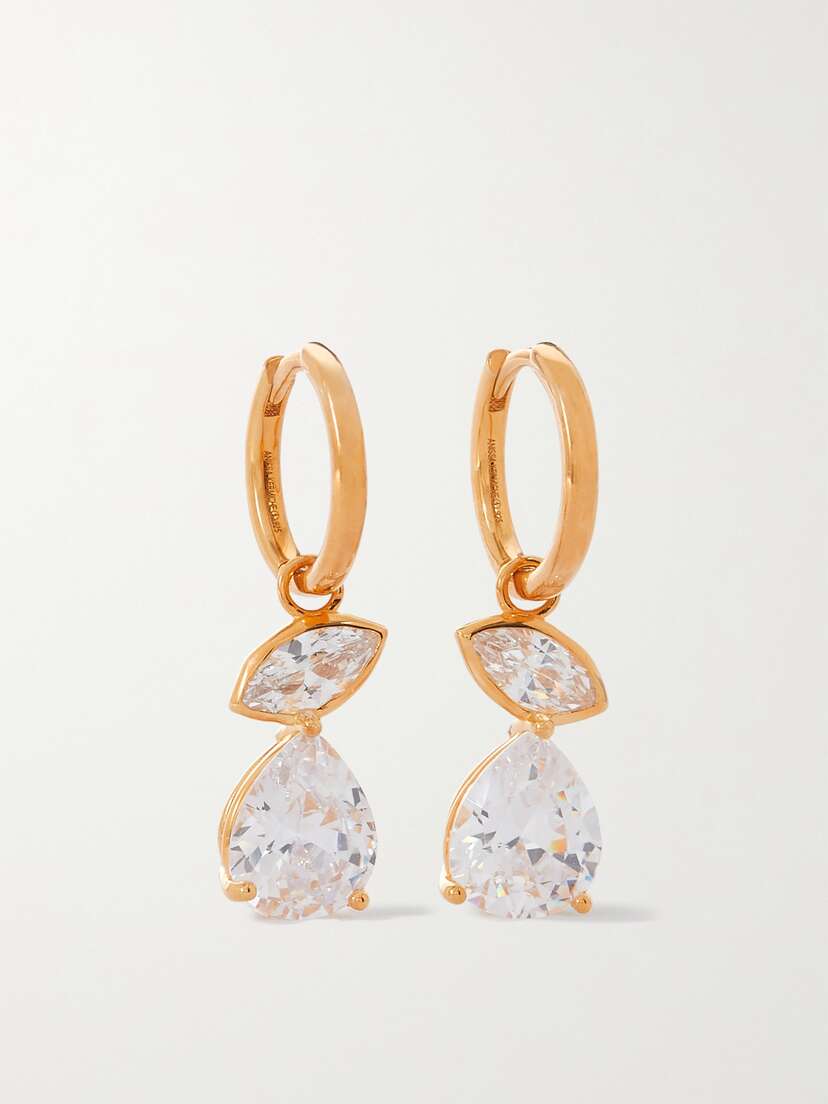 Anissa Kermiche Swinger Gold-plated Crystal Hoop Earrings