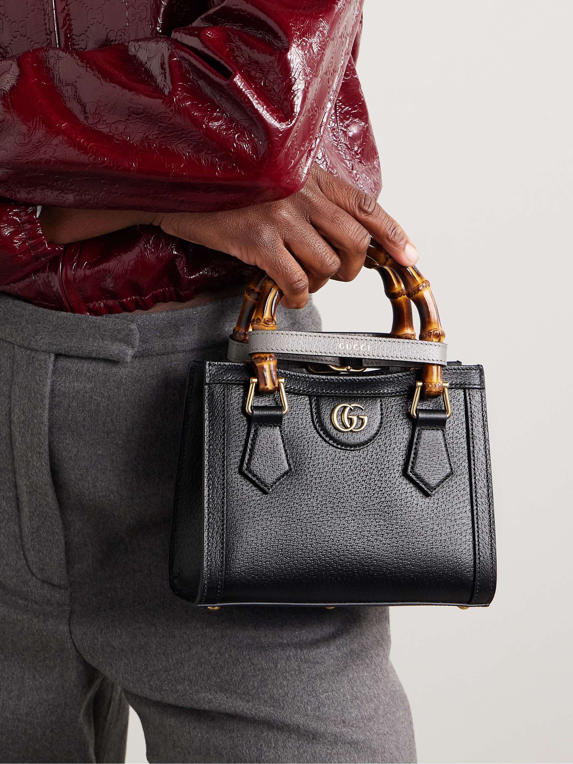 GUCCI Diana mini textured-leather tote