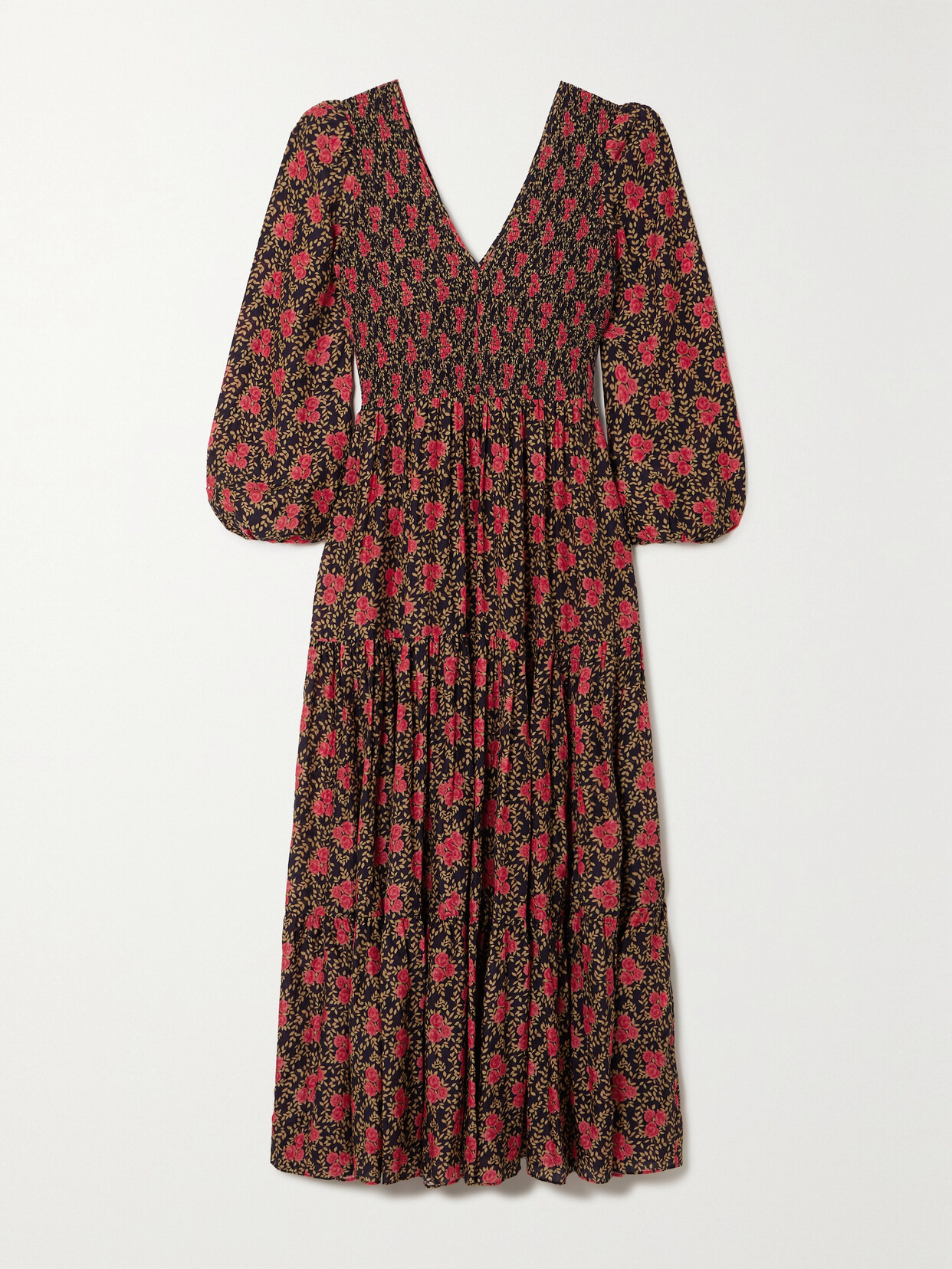 RIXO - Brooke Floral-print Shirred Modal Maxi Dress - UK 6