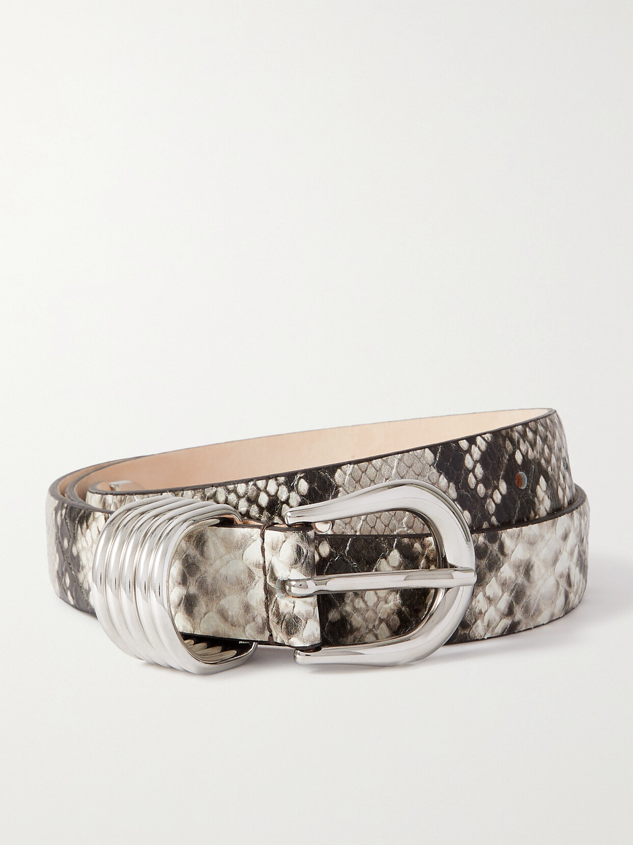 Déhanche Hollyhock Snake-effect Leather Belt - Neutrals