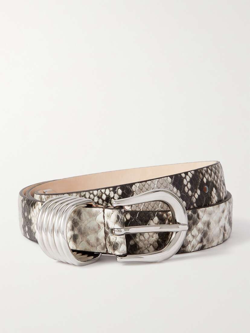 Déhanche Hollyhock Snake-effect Leather Belt - x large
